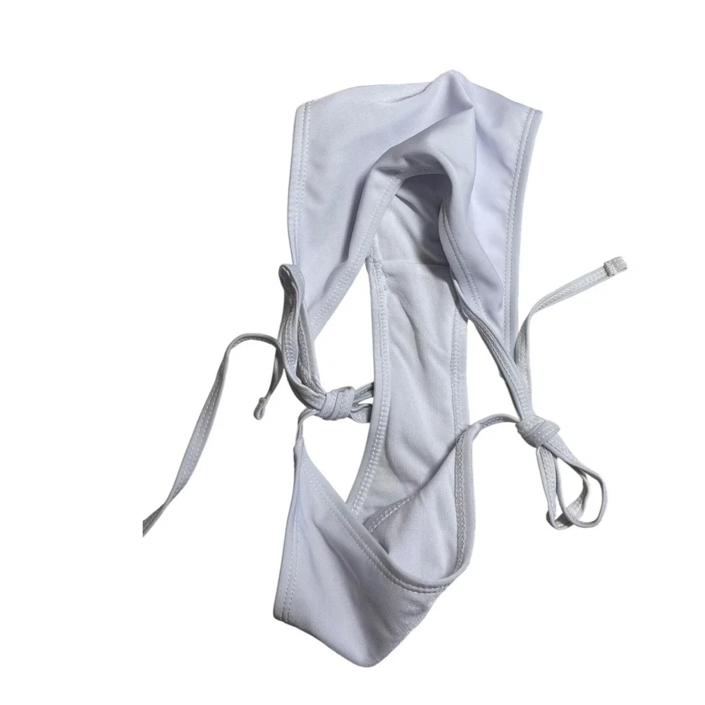 Nasty Gal Collection White Triangle Side Tie Bikini Set Size US 4